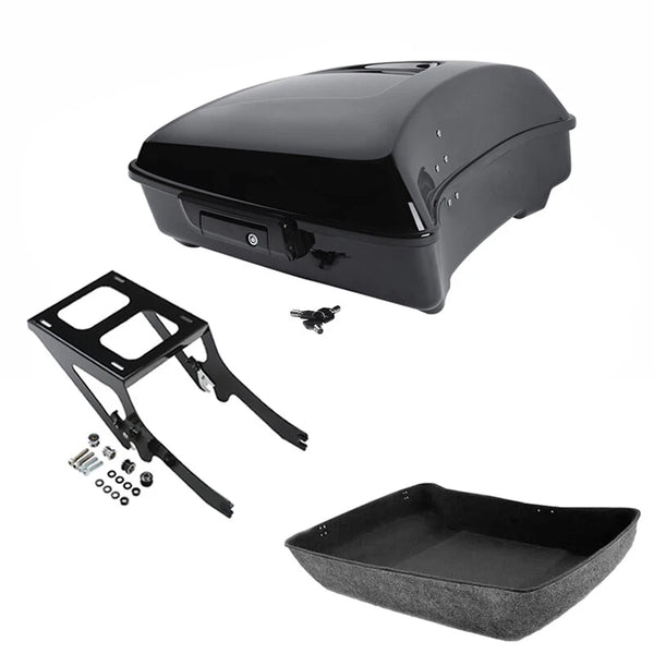 Black Chopped Trunk Luggage Mount Fit For Harley Deluxe Flde Flhc Flhcs 2018-26