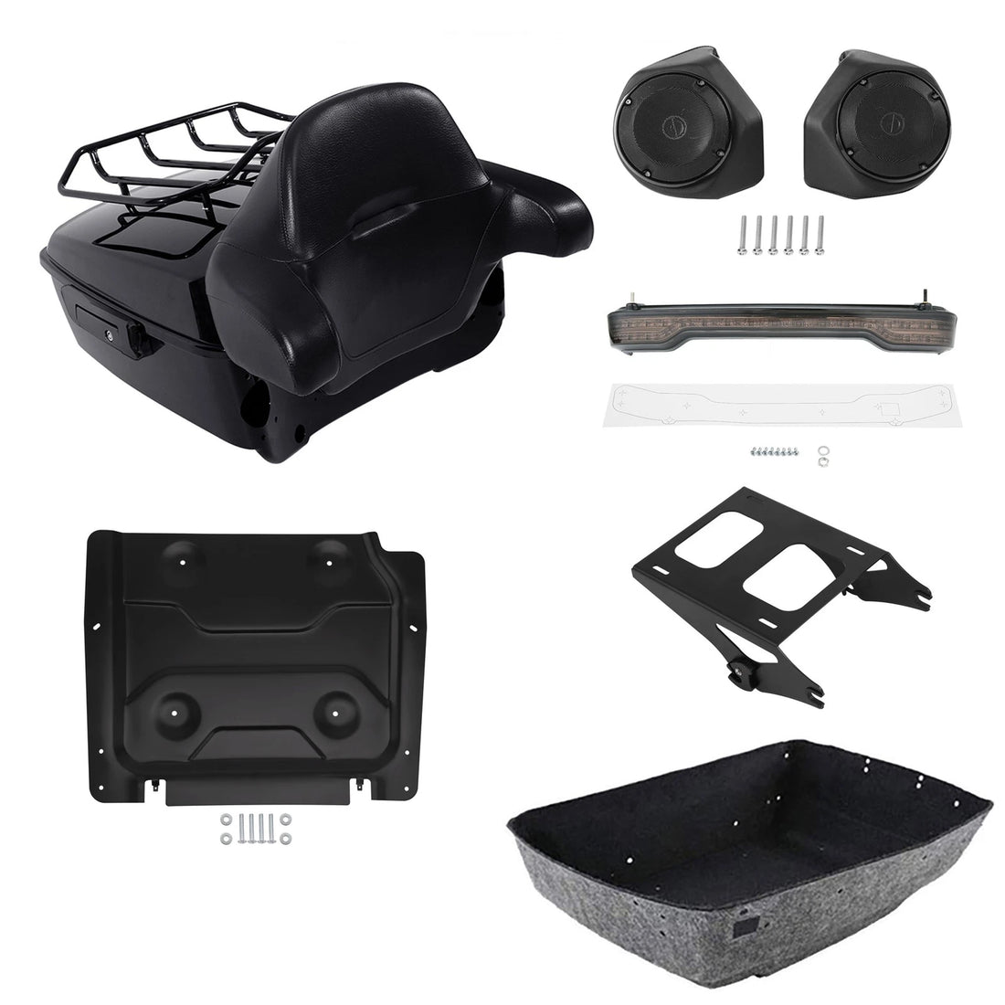 King Trunk Pad Mount Rack Light Speaker Plate Fit For Harley Street Glide 14-26