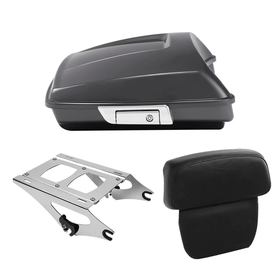 Razor Trunk w/Pad Mount Fit For Harley Road Glide 2014-Up Gauntlet Gray Metallic