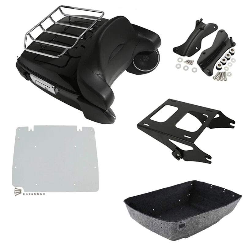 King Trunk Backrest Light Rack Speakers Mount Plate Fit For Harley Touring 14-Up