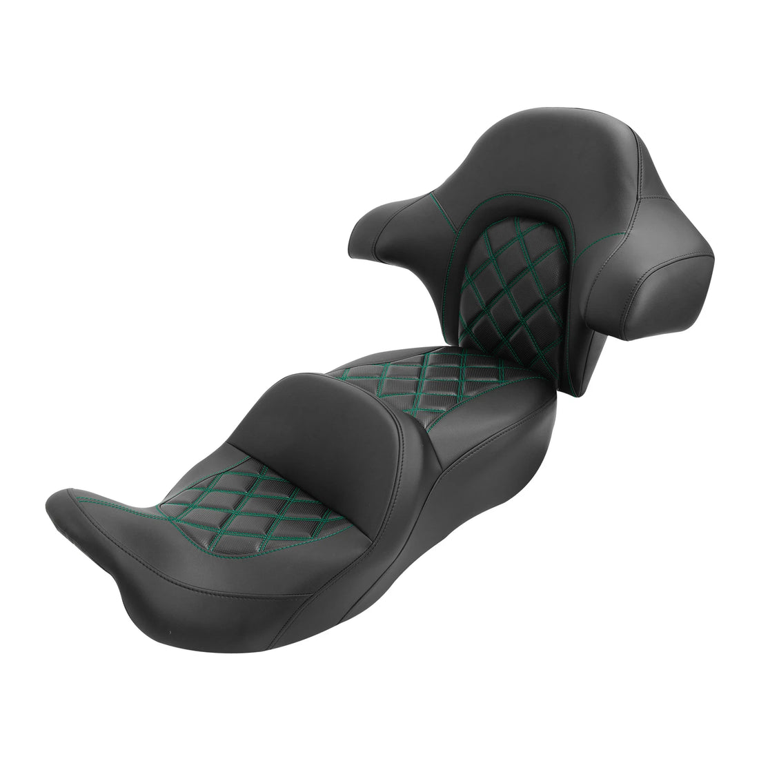 Green Stitching Seat W/ King Backrest Pad Fit For Harley Road Glide 2014-2023
