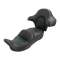 Green Stitching Seat W/ King Backrest Pad Fit For Harley Road Glide 2014-2023