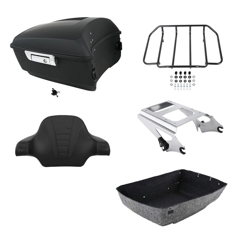Matte King Trunk Backrest Rack Mount Fit For Harley Touring Electra Glide 09-13