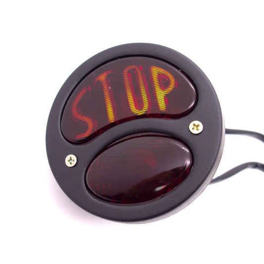 Motorcycle Vintage Black Metal Stop Round Tail Brake Light For Harley Cafe Racer
