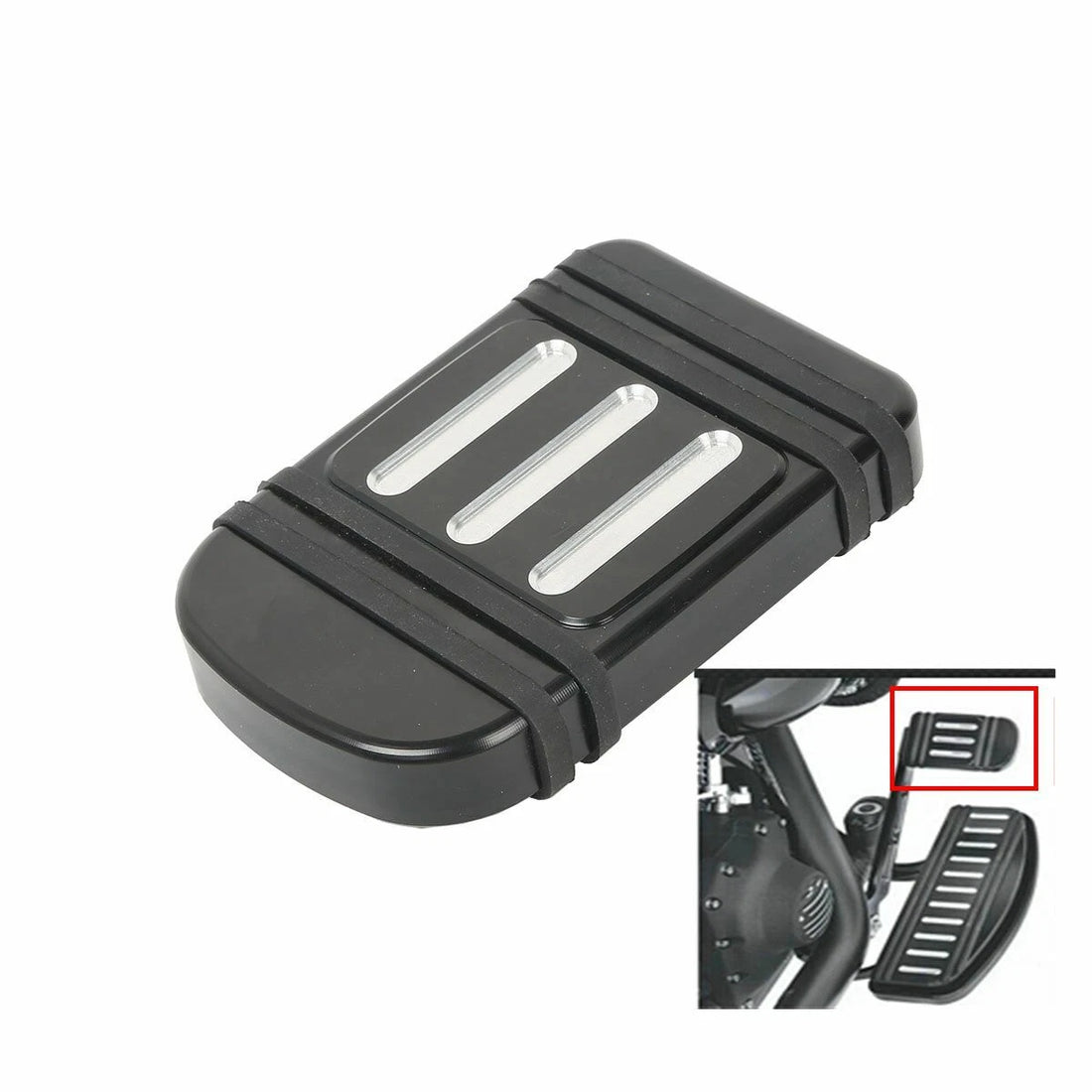 CNC Large Brake Pedal Pad Cover Fit For Harley Touring Road Glide Dyna Fld