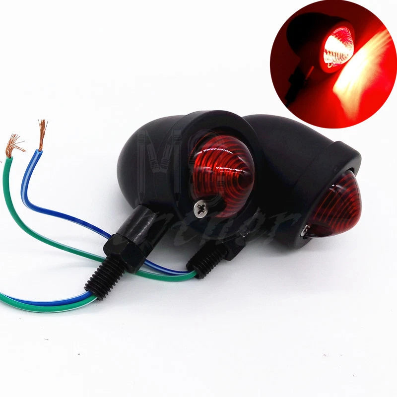 2x Black Motorcycle Turn Signals Mini Bullet Blinker Red Indicator Lights Lamp