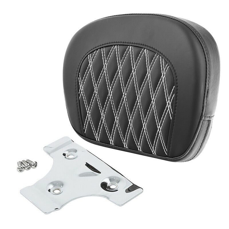Black+White Sissy Bar Passenger Backrest Pad Fit For Harley Electra Street Glide