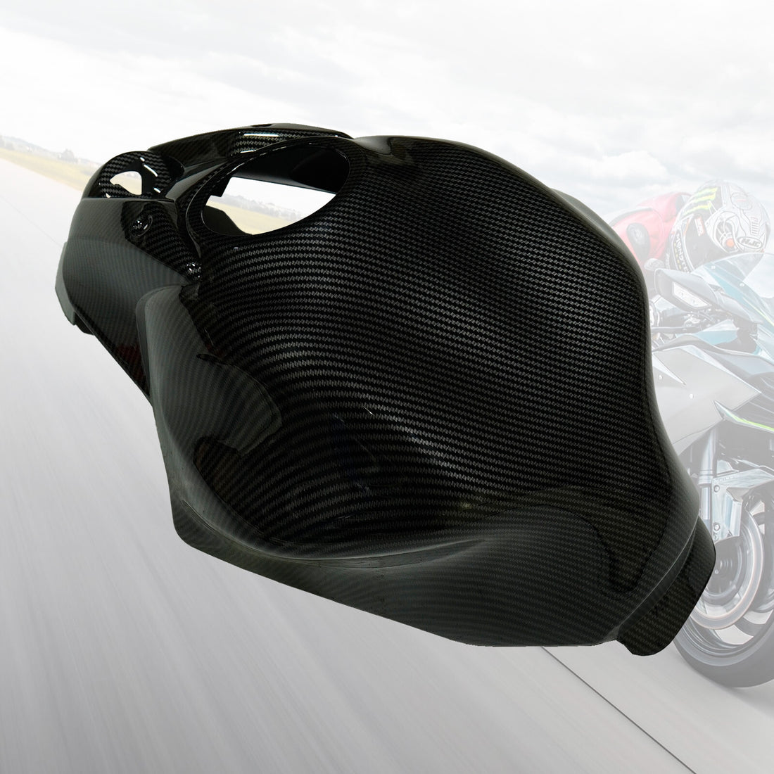 Fit Kawasaki Ninja 650 2017-2025 Black Carbon Fiber Fuel Gas Tank Cover Fairing