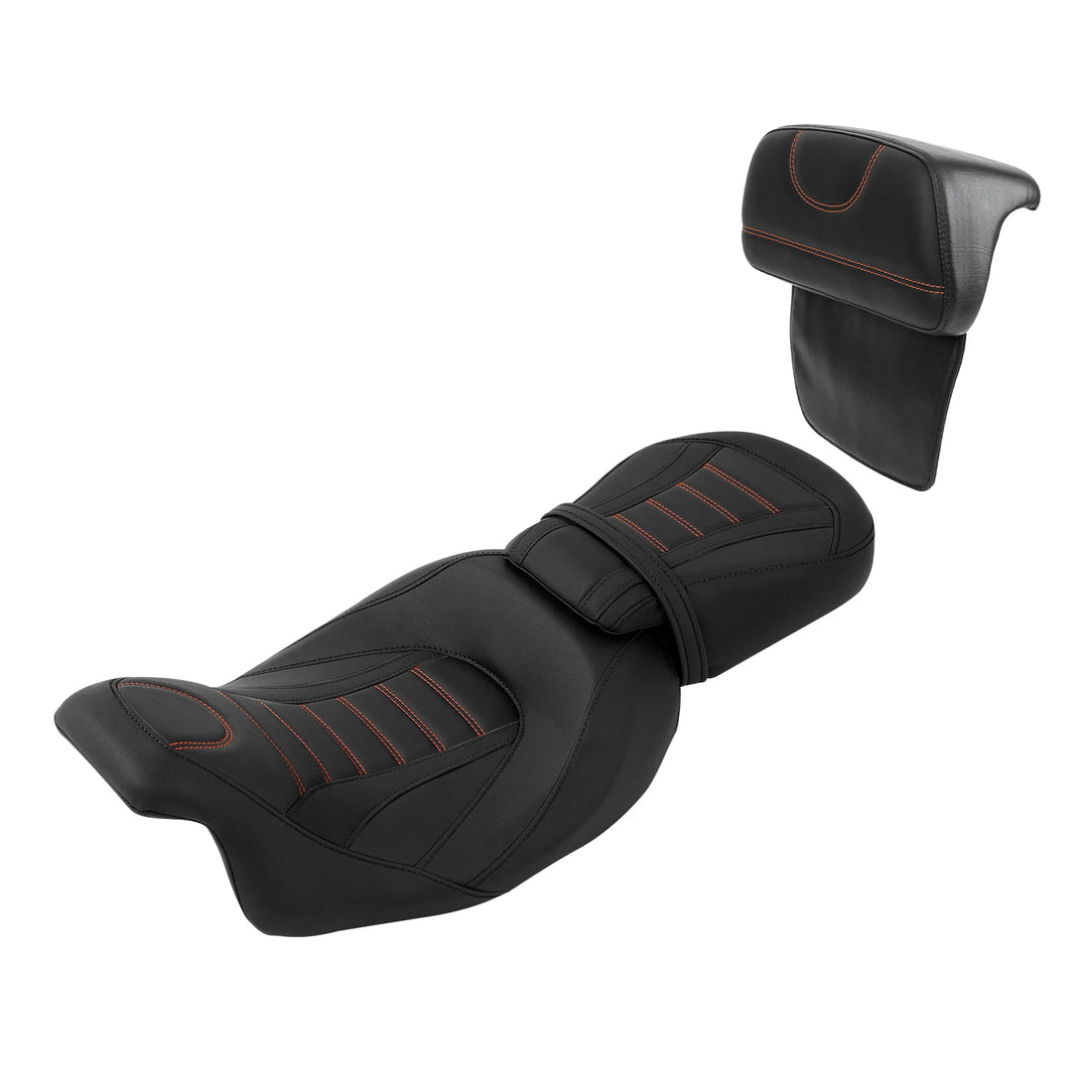 Black Driver Passenger Seat Backrest Pad Fit For Harley Touring Road Glide 14-23