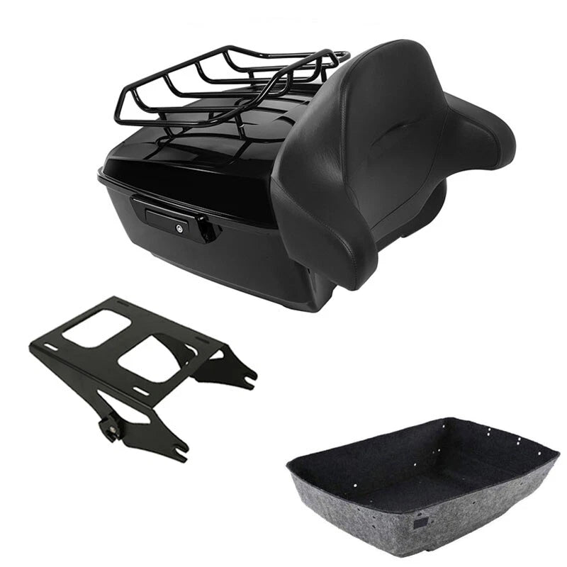 Black King Trunk Pad Rack Mount Fit For Harley Touring Road Street Glide 2014-26