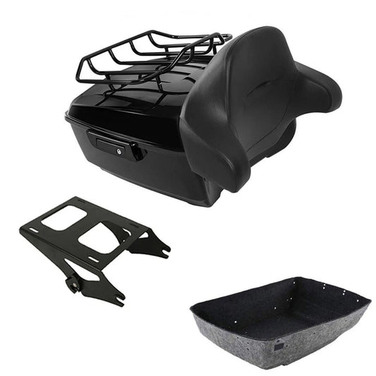 Black King Trunk Pad Rack Mount Fit For Harley Touring Road Street Glide 2014-26