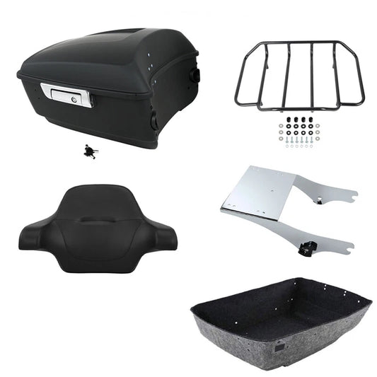Matte King Trunk Backrest Rack Mount Fit For Harley Touring 97-08