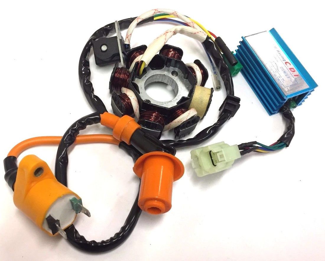BOBINA DE ESTATOR MAGNETO RENDIMIENTO CDI y BOBINA DE ENCENDIDO GY6 150CC KART
