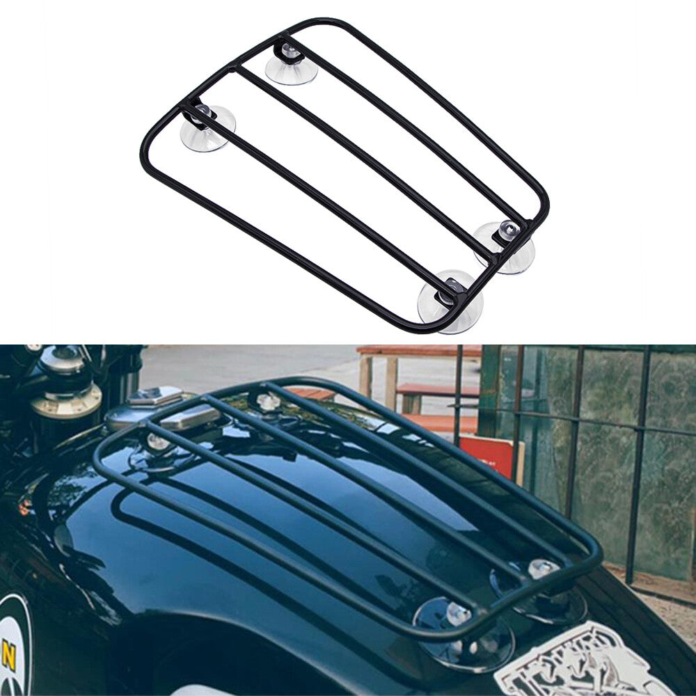 Universal Motorcycle Black Steel Fuel Gas Tank Parcel Rack For Harley Triumph