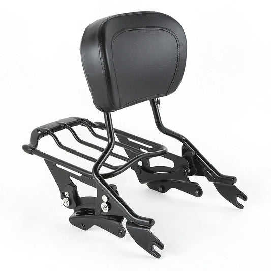 Black Sissy Bar Backrest Luggage Rack Docking Fit For Harley Road King 2014-2025