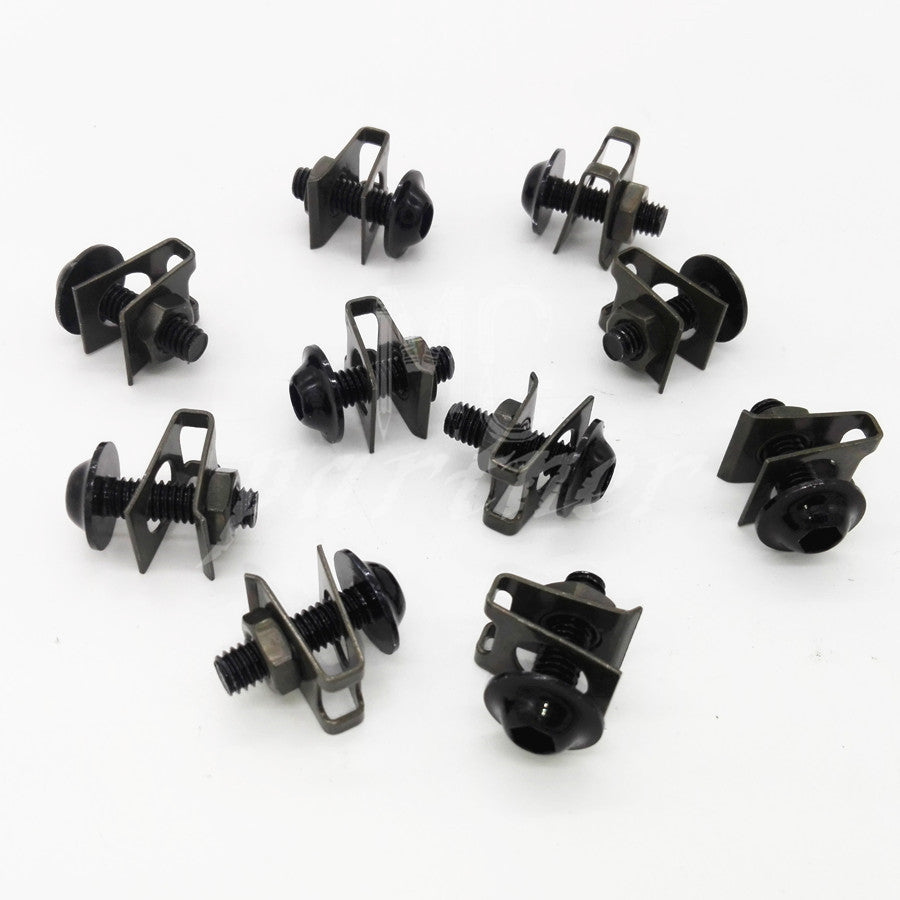 10 x Black M6 6mm Aluminum Fairing Bolts Kit Body Fastener Clip Screw Sportbike