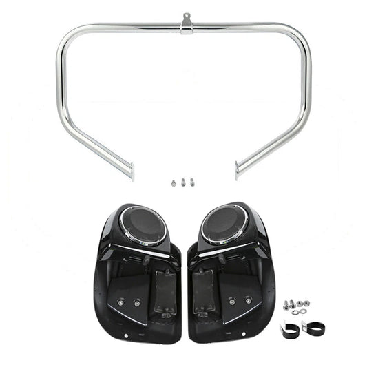 Lower Vented Fairings 6.5" Speaker Engine Guard Fit For Harley Touring 2014-2024