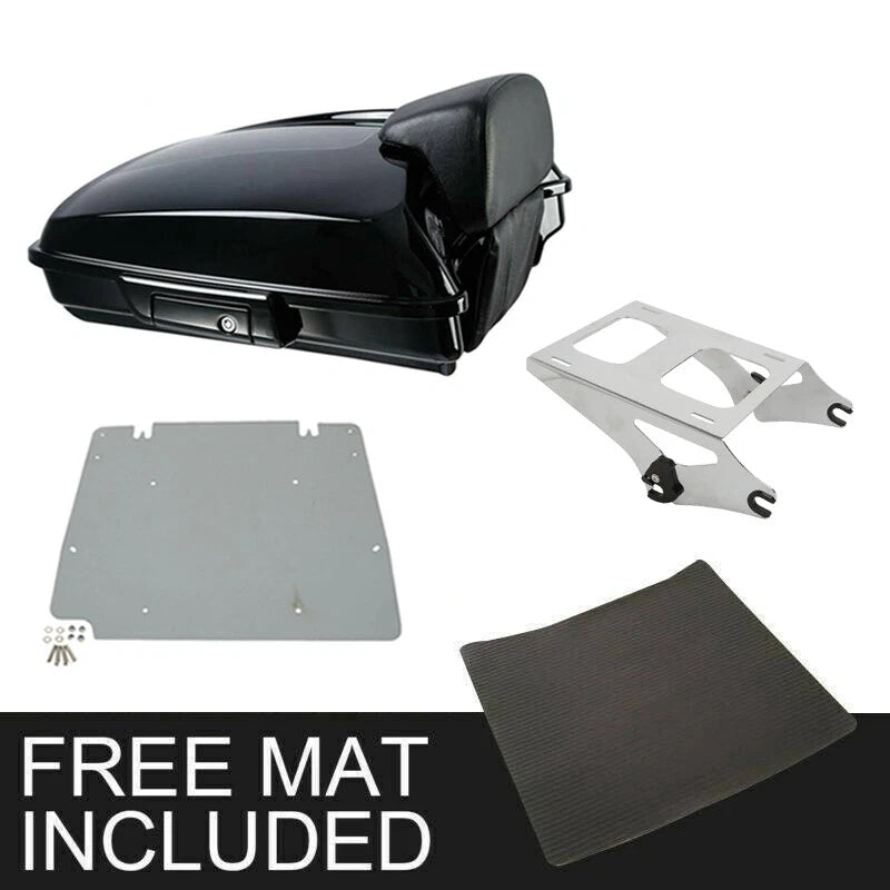 5.5" Razor Trunk Backrest & Mount Plate Fit For Harley Touring Road Glide 14-26