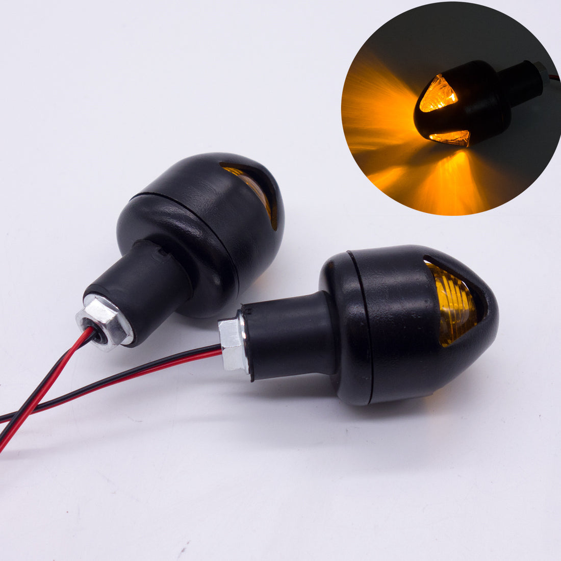 Black Handlebar Turn Signal Grip Bar End LED Plug Strobe Side Marker Light
