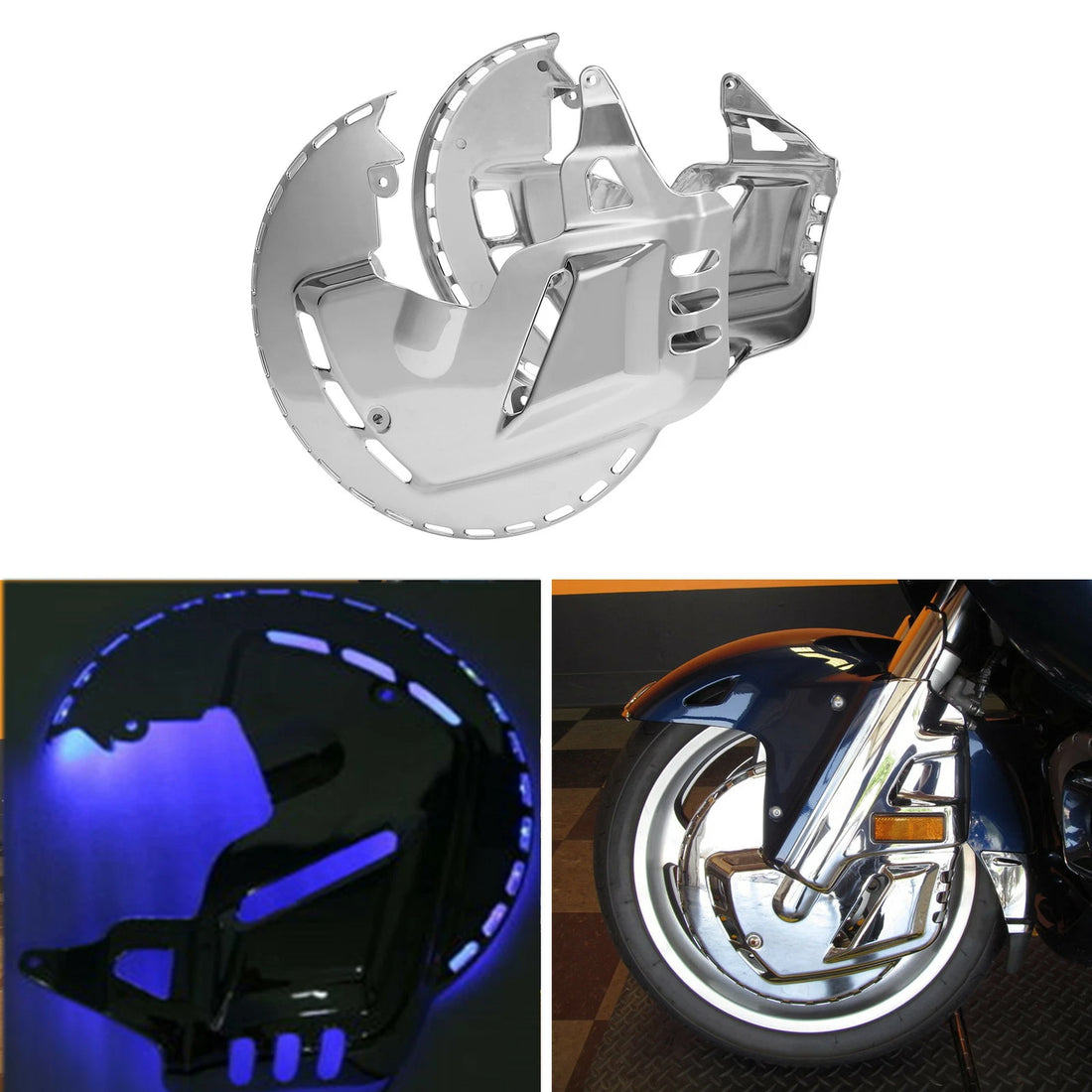 Brake Rotors Covers LED Ring Blue Fire Fit For Honda Goldwing GL 1800 2001-2017