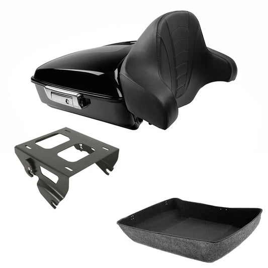 Black Chopped Trunk Backrest Solo Mount Fit For Harley Touring Road King 14-2026