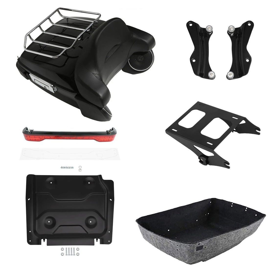 King Trunk Backrest Rack Speaker Light Mount Plate Fit For Harley Touring 14-26