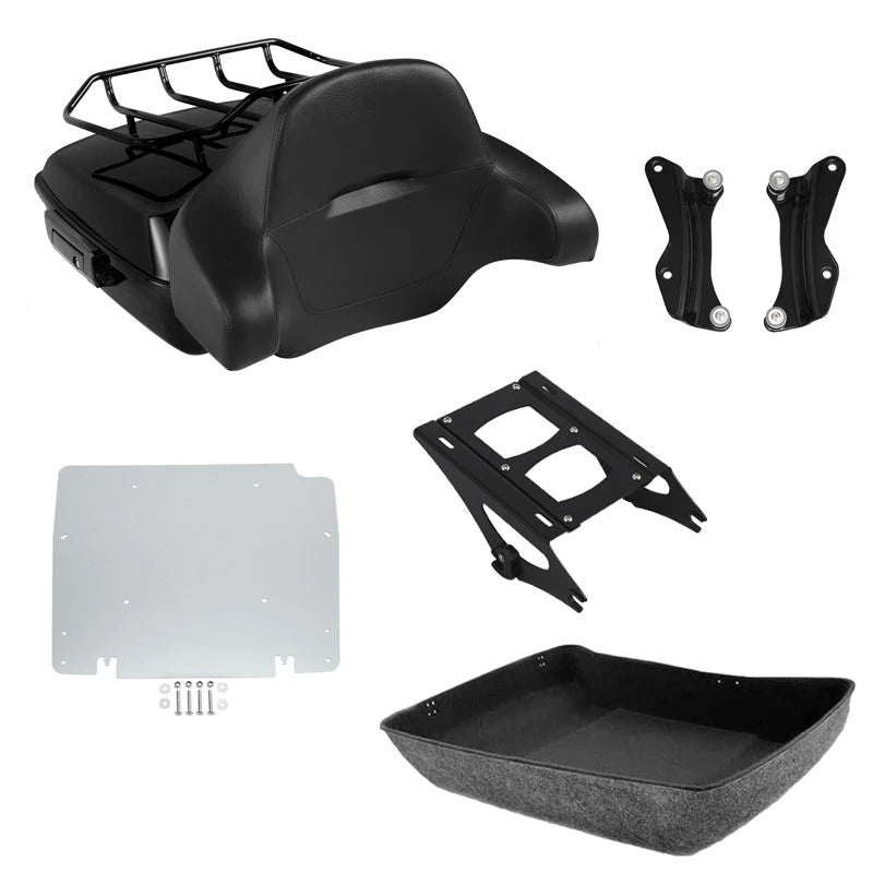 Black Chopped Trunk Pad Rack Mount Docking Fit For Harley Touring models 2014-26