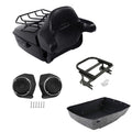 Black King Trunk Luggage Pad Rack Speakers Mount Fit For Harley Touring 97-2008