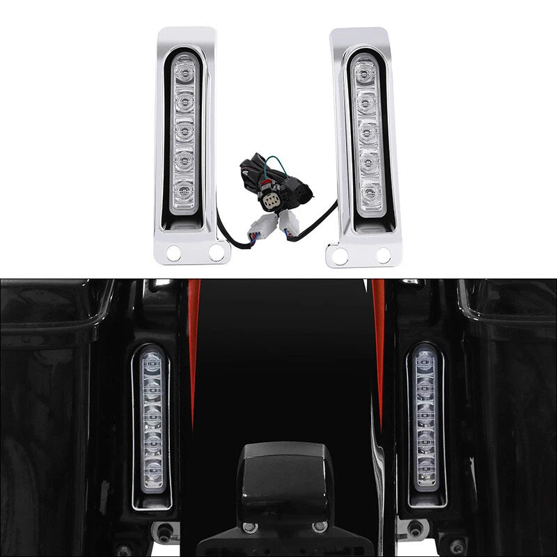 Chrome Saddlebag LED Inserts Support Tail Light Fit For Harley Touring 14-23