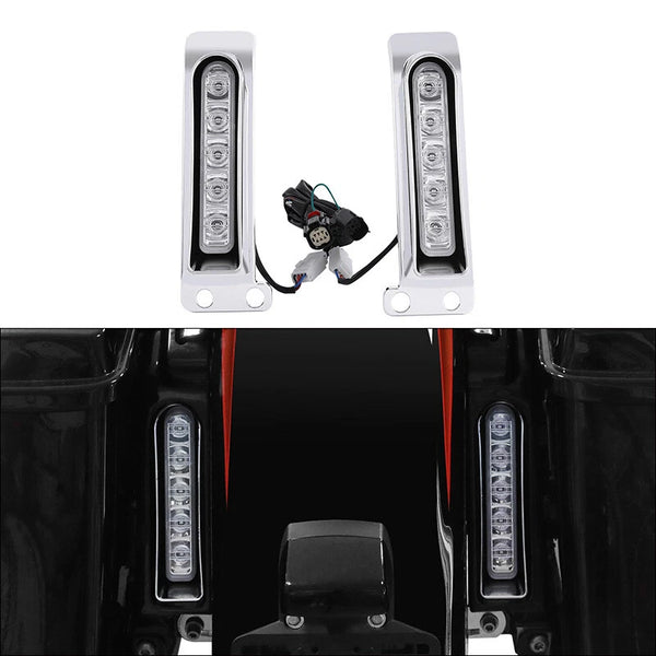 Chrome Saddlebag LED Inserts Support Tail Light Fit For Harley Touring 14-23