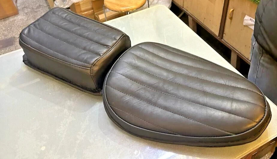 Tuck And Roll Bates Style Seat For Motorcycles Real Leather Black + Pad