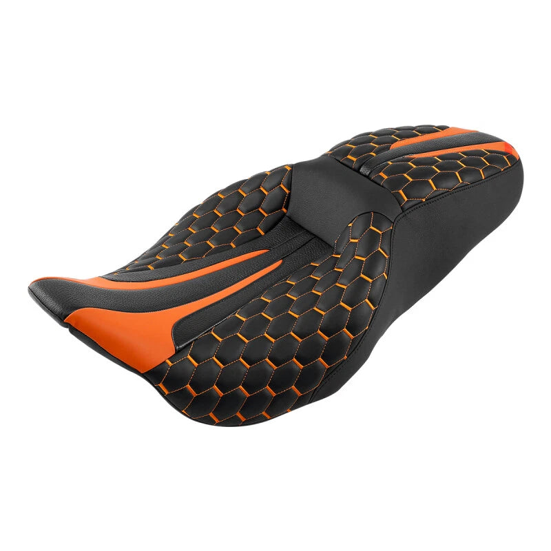 Black Orange Driver Passenger Seat Fit For Harley Touring Street Glide 2009-2023
