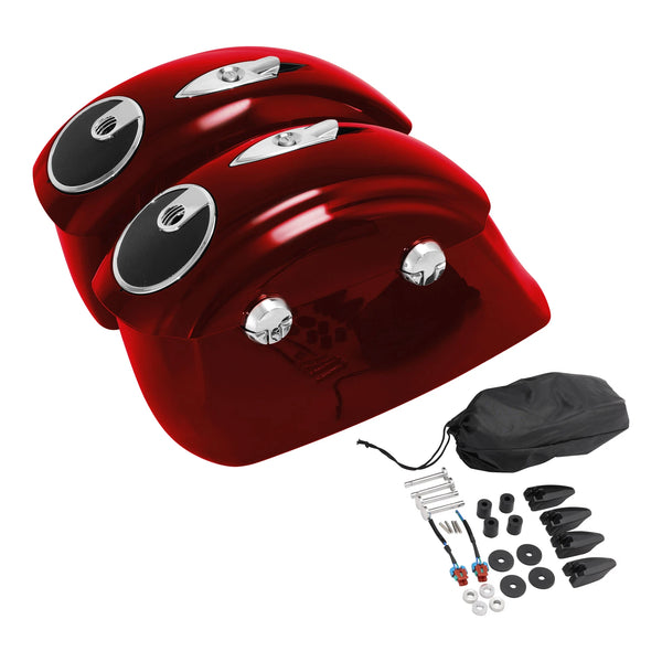 Red Saddlebags Electronic Latch Audio Lid Grill Fit For Indian Chieftain 14-2018