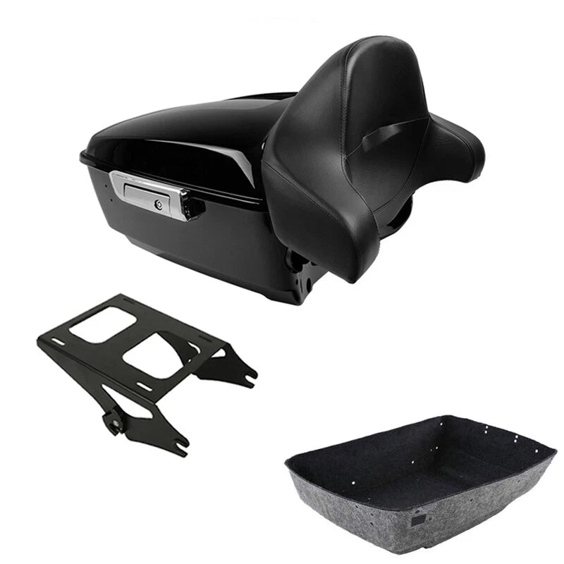 King Tour Trunk Backrest Pad Mount Rack Fit For Harley Touring Road Glide 14-26