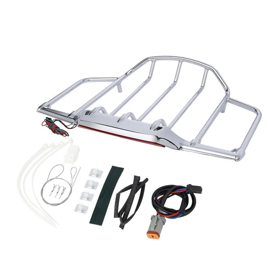 LED Chrome Luggage Rack Fit For Harley Touring Electra Street Glide
