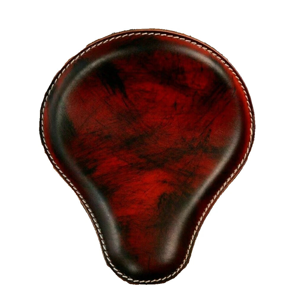 Bobber Chopper Custom leather handmade Solo Seat "Black red"
