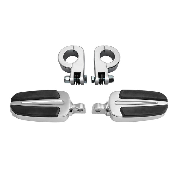 Motorcycle 1-1/4" Highway Foot Pegs + Clamps Fit For Harley Touring