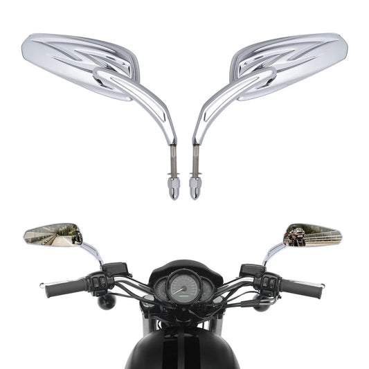 8mm Rear View Side Mirrors Fit For Harley Touring Road Glide Sportster