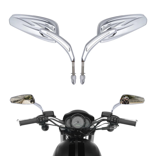 8mm Rear View Side Mirrors Fit For Harley Touring Road Glide Sportster