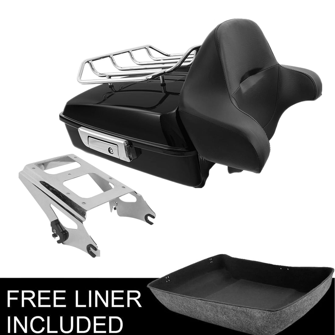 Chopped Trunk with Backrest Rack Mount Fit For Harley Touring Road Glide 09-13