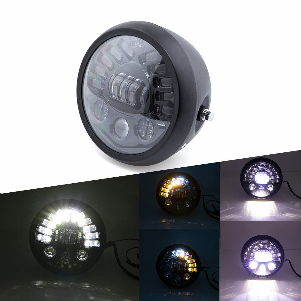 Black Motorcycle 7" LED Headlight High Low Beam For Yamaha Victory Cafer Racer