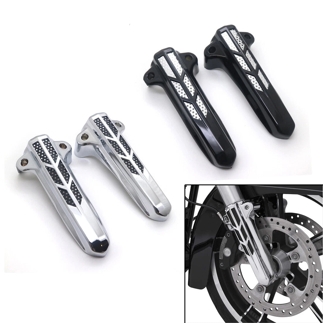 Black Front Fork Lower Leg Covers For Harley Road Glide Flhr Flhx Flht 2014-2017