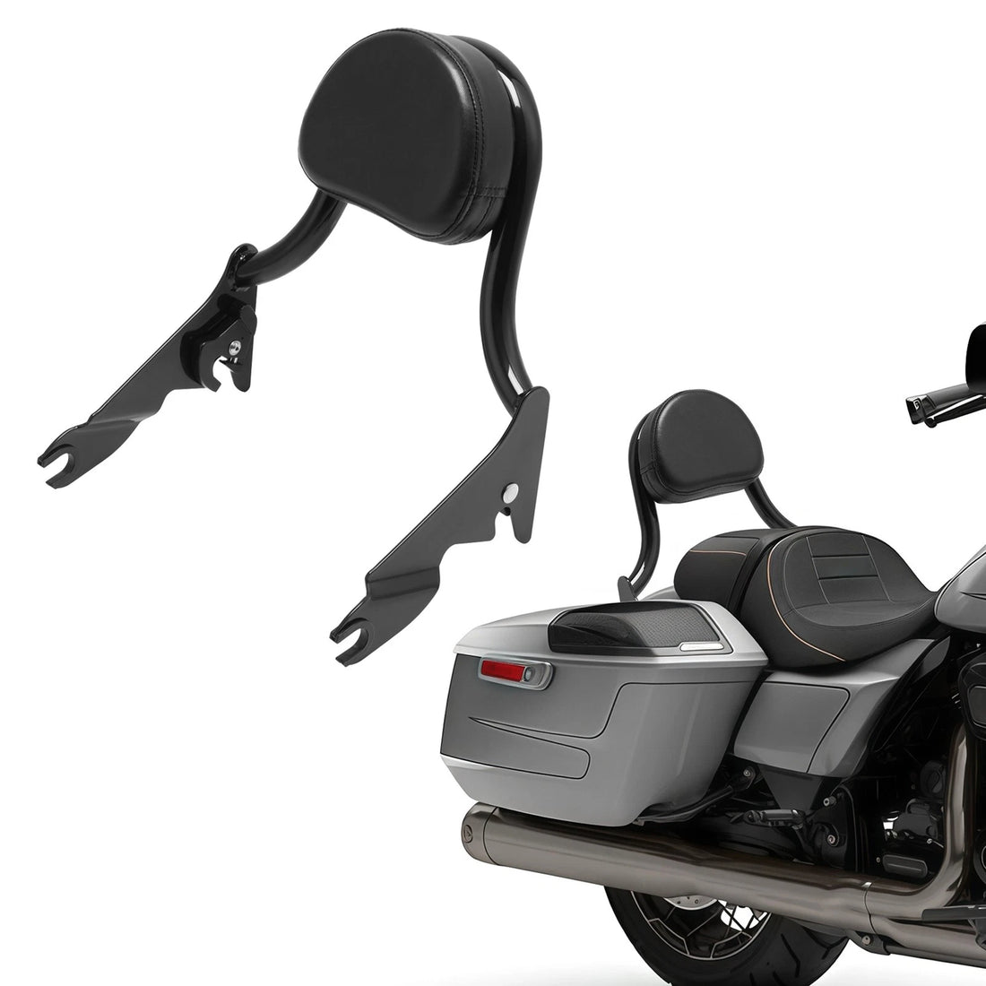 Detachable Passenger Sissy Bar Backrest Short Black Fit For Harley Touring 09-25