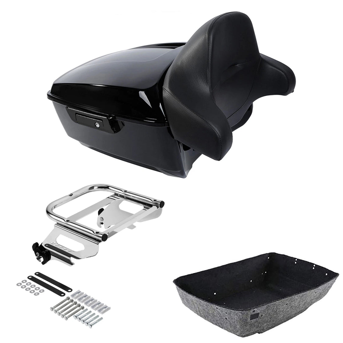 King Trunk Luggage Backrest Solo Mount Rack Fit For Harley Electra Glide 97-2008