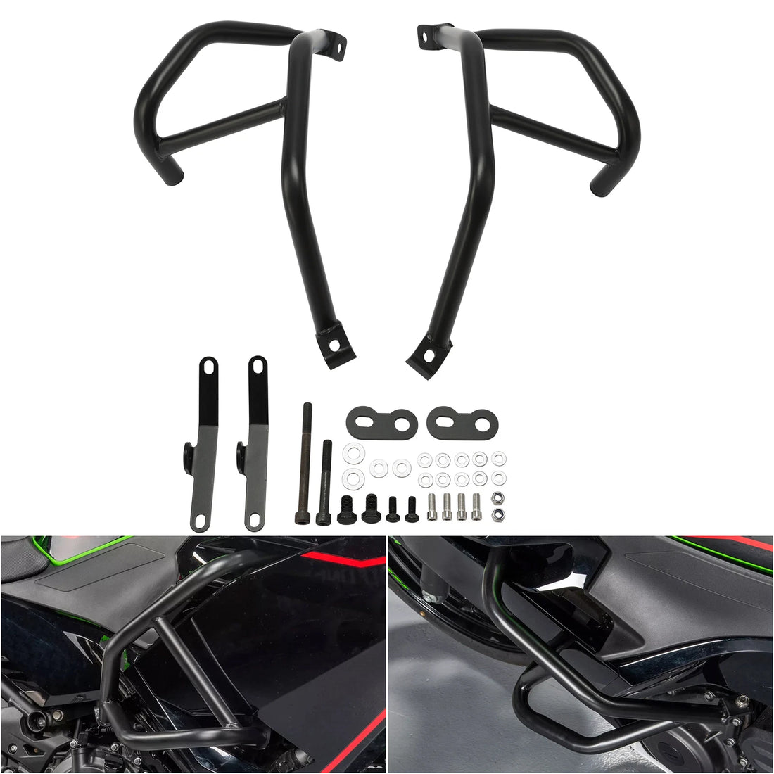 Engine Guard Crash Bar Fit For Kawasaki Ninja 400 2018-2025 500 2024-2025 Black