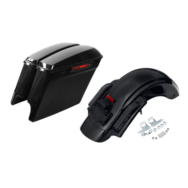 Vivid Black 5" Stretched Saddlebag Rear Fender Fit For Harley Touring Cvo 14-24