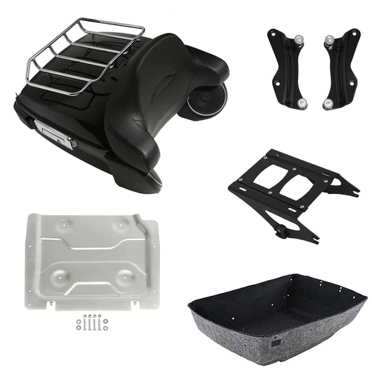 King Trunk Backrest Light Speakers Mount Rack Plate Fit For Harley Touring 14-26
