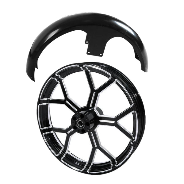 26" Front Wheel Rim Dual Disc Hub & Fender Fit For Harley Touring Glide 97-13 12