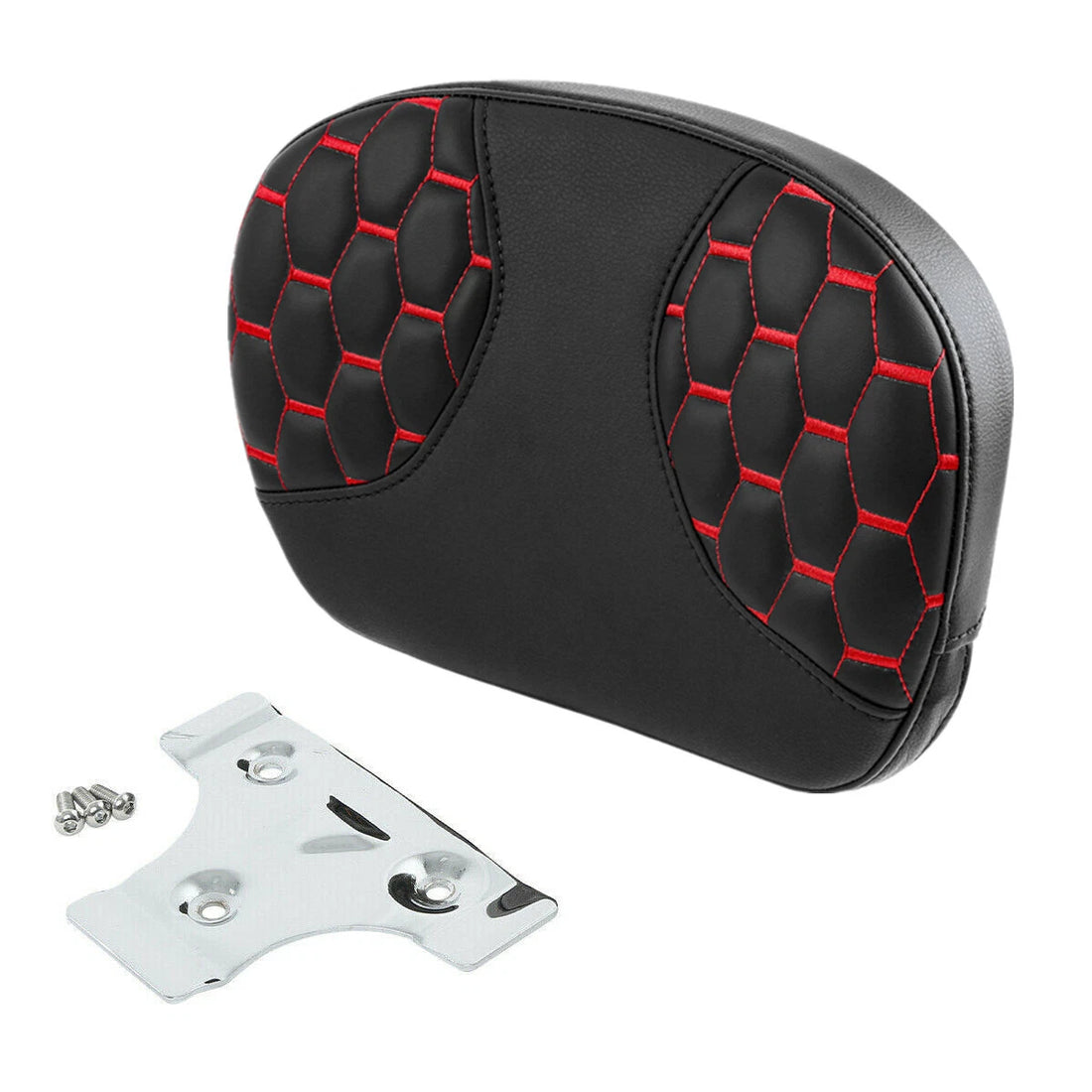 Black Red Passenger Sissy Bar Backrest Pad Fit For Harley Street Glide Softail