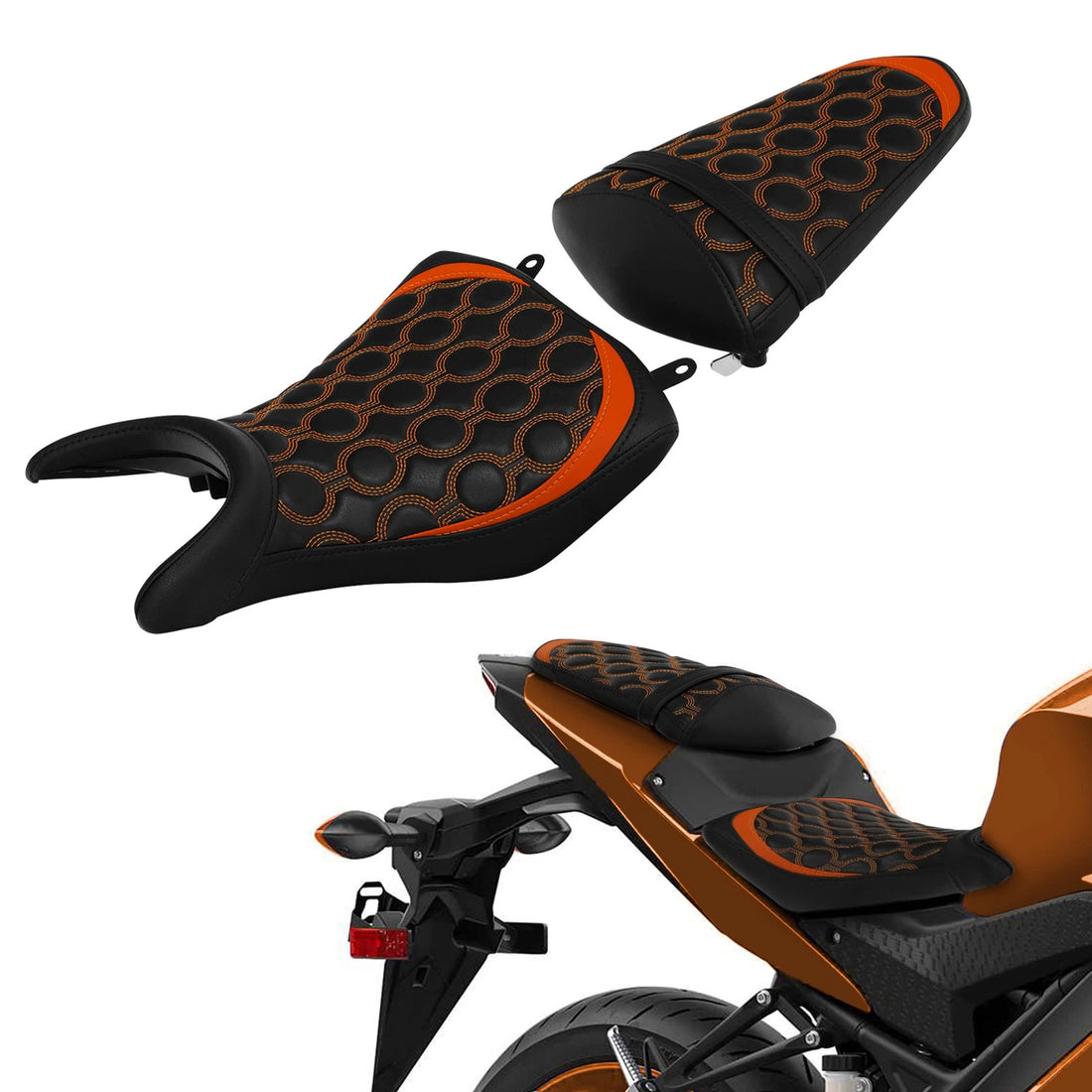 Black+Orange Driver & Passenger Seat Fit For Yamaha Yzf R3 2015-2023 US